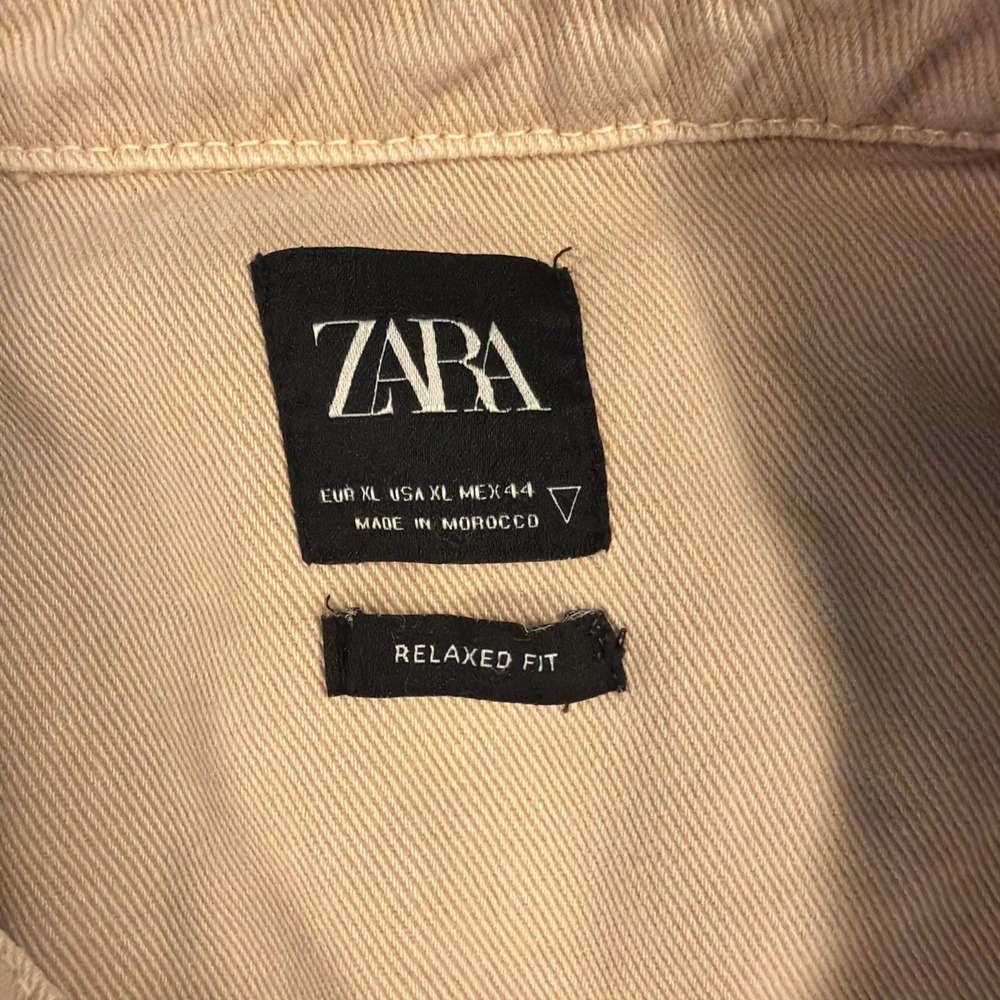 Zara Oversized Denim Over Shirt Tan/Biege Size Medium - Picture 2 of 8